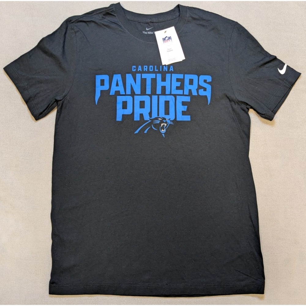 Carolina Panthers Shirt Mens Medium Black Nike New Short Sleeve NFL Swoosh Logo